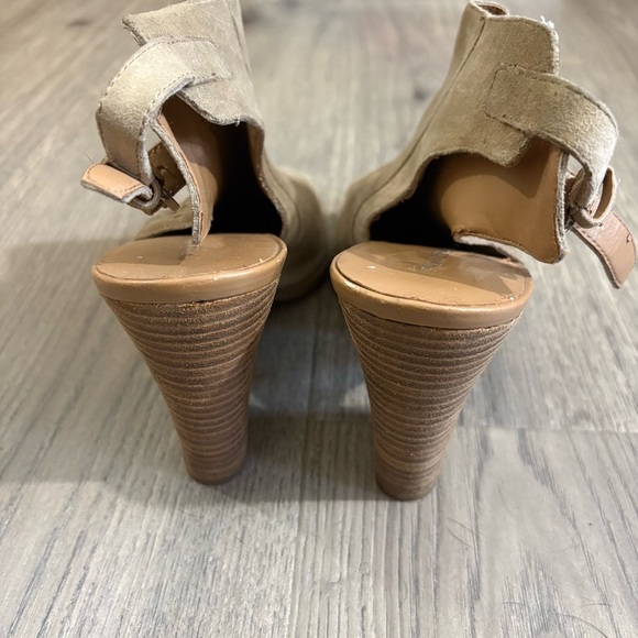 Franco Sarto Adesso Suede Leather Slingback Bootie Heel Tan Beige Sz 10 Western - Picture 4 of 6